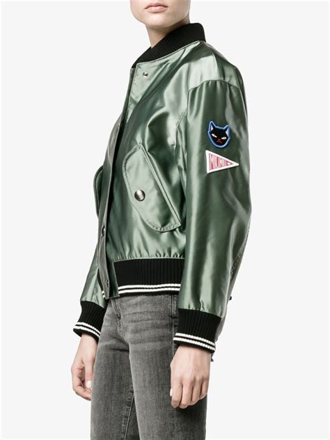 miu miu green bomber jacket|Miu Miu: Green Oversized Patches Bomber Jacket.